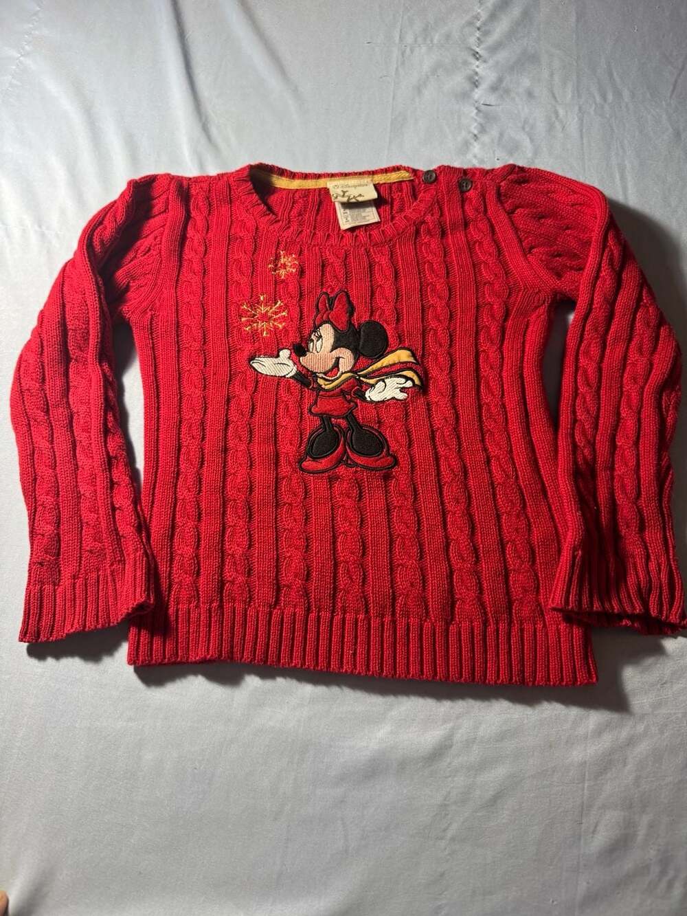 Kids Disney Store Minnie Mouse Red Cable Knit Sweater Sz 5/6